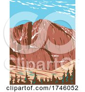 Poster, Art Print Of Longs Peak In The Northern Front Range Of The Rockies Or Rocky Mountains Within The Rocky Mountain National Park Wilderness In Colorado Wpa Poster Art