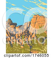 Poster, Art Print Of The Great Burrito Rock Formation In The Real Hidden Valley Area Of Joshua Tree National Park California Wpa Poster Art