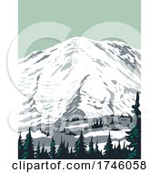 Poster, Art Print Of Emmons Glacier On Northeast Flank Of Mount Rainier Located In Mount Rainier National Park In Washington State Wpa Poster Art