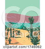 Poster, Art Print Of Cholla Cactus Garden Nature Trail Near Desert Hot Springs Located In Joshua Tree National Park In California Wpa Poster Art