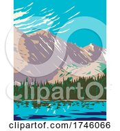 Poster, Art Print Of Bear Lake In The Sheer Flanks Of Hallett Peak And The Continental Divide Within In The Rocky Mountain National Park Wilderness In Colorado Wpa Poster Art