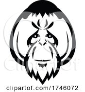 Poster, Art Print Of Head Of An Adult Male Orangutan With Distinctive Cheek Pads Or Flanges Front View Mascot Retro Style