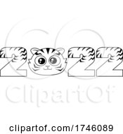 Poster, Art Print Of New Year 2022 Numbers With A Cute Tiger Face