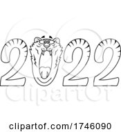 Poster, Art Print Of New Year 2022 Numbers With A Roaring Tiger Zero