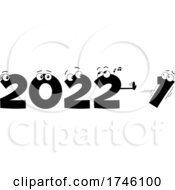 Poster, Art Print Of New Year 2022 Numbers Pushing Out The 1 Black And White