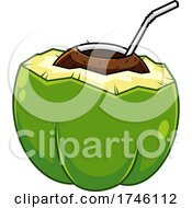 Poster, Art Print Of Coconut With A Straw
