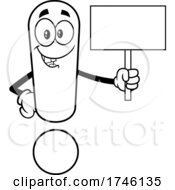 Exclamation Point Character Holding A Blank Sign