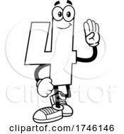 Poster, Art Print Of Cartoon Number 4 Character Gesturing Four