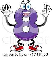 Poster, Art Print Of Cartoon Number 8 Character Gesturing Eight