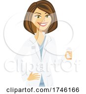 Happy Pharmacist Or Doctor Holding A Pill Bottle by Amanda Kate