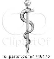 Rod Of Asclepius Vintage Medical Snake Symbol