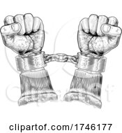 Poster, Art Print Of Prisoner Shackles Chained Hands Vintage Woodcut