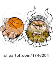 Viking Basketball Ball Sports Mascot Cartoon