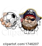 Pirate Soccer Football Ball Sports Mascot Cartoon