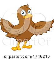 Cute Bird Pointing Cartoon Character by AtStockIllustration