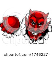 Poster, Art Print Of Devil Satan Cricket Sports Mascot Cartoon