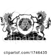 Coat Of Arms Horse Unicorn Crest Lion Shield Seal by AtStockIllustration