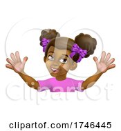 Poster, Art Print Of Black Girl Cartoon Child Kid Waving Sign
