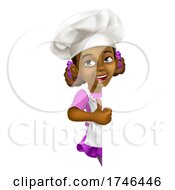 Poster, Art Print Of Black Girl Cartoon Child Chef Kid Sign Thumbs Up