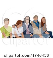 Poster, Art Print Of Happy Family Sitting On A Bench