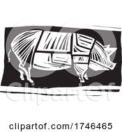 Woodcut Butchers Hog Diagram