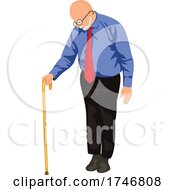 Poster, Art Print Of Senior Man With A Cane