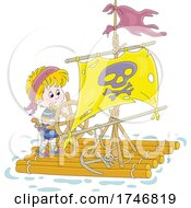 Pirate Boy Steering A Raft