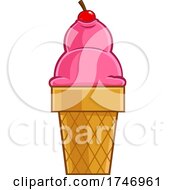 Poster, Art Print Of Ice Cream Cone With Cherry