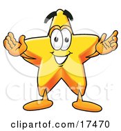 Star Mascot Cartoon Character With Open Arms by Mascot Junction