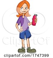 Poster, Art Print Of Casual Girl Holding A Water Bottle