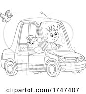 Poster, Art Print Of Boy Driving A Car With His Puppy