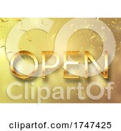 Gold Open Sign With Confetti