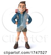 3d Backpacker Man On A White Background