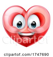 Poster, Art Print Of Heart Emoticon Happy Cartoon Mascot Character