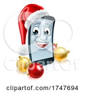 Poster, Art Print Of Mobile Cell Phone Christmas Mascot In Santa Hat