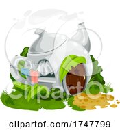 Poster, Art Print Of Cute Teapot House With A Laundry Line