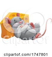 Poster, Art Print Of Fat Mouse Sleeping With A Pillow Of Cheese