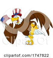 Poster, Art Print Of Bald Eagle With An American Flag