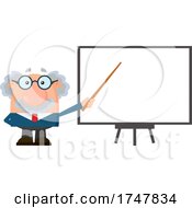Poster, Art Print Of Science Professor Albert Einstein Character Holding A Pointer Stick To A White Board