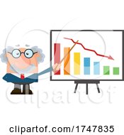 Poster, Art Print Of Science Professor Albert Einstein Character Holding A Pointer Stick To A Declining Bar Graph