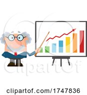 Poster, Art Print Of Science Professor Albert Einstein Character Holding A Pointer Stick To A Growth Bar Graph