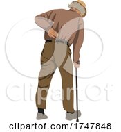 Senior Man Walking With A Cane by dero