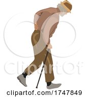 Senior Man Walking With A Cane by dero