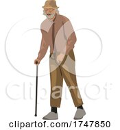 Senior Man Walking With A Cane