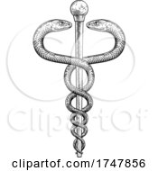 Poster, Art Print Of Caduceus Vintage Doctor Medical Snakes Symbol