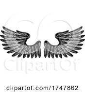 Poster, Art Print Of Pair Of Wings Vintage Engraved Retro Style