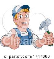Poster, Art Print Of Handyman Hammer Cartoon Man Diy Carpenter Builder