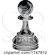 Poster, Art Print Of Pawn Chess Piece Vintage Woodcut Style Concept