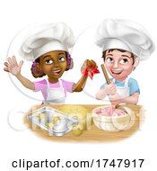 Poster, Art Print Of Girl And Boy Cartoon Child Chef Cook Kids