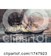 Poster, Art Print Of The Ss Golden Gate Steamboat Burning Down On July 27th 1862